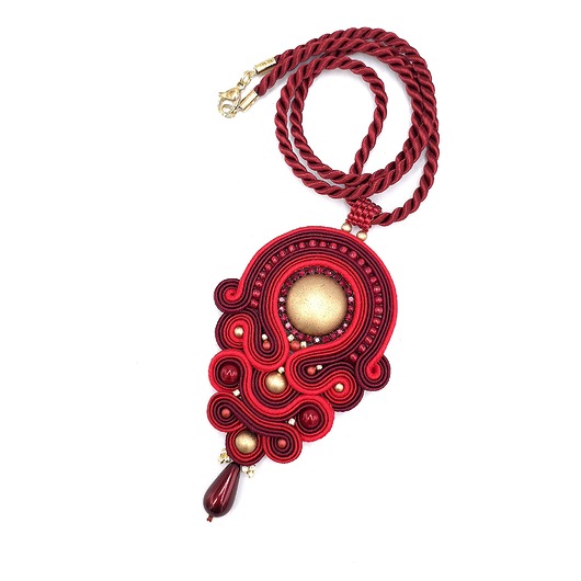 wisiory Wisiorek sutasz czerwono bordowo złoty Elavia elegancki