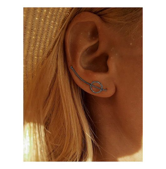 nausznice Komplet czarny kolczyk- nausznica Koło ze srebra na lewe ucho