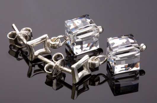 kryształ Swarovski cube - kolczyki mellody