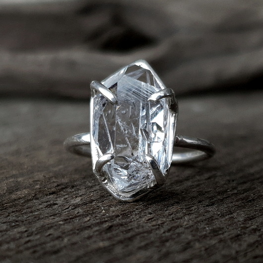 pierścionki srebrne Cristal srebrny pierścionek z diamentem herkimer