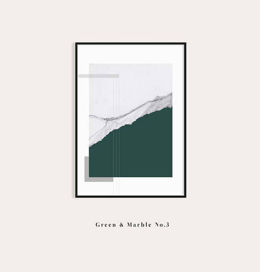 plakaty Marble 3 - nowoczesny plakat na ścianę z zielenią i marmurem