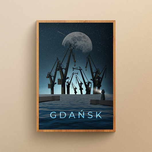 plakaty Plakat Gdańsk Dźwigi (Noc)