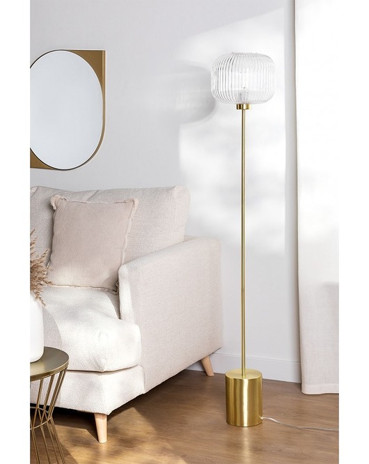 lampy podłogowe Lampa Podłogowa Złoto Szkło Helden 146 cm