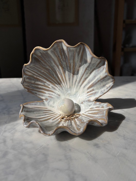 pojemniki na biżuterię Ceramiczna muszelka św Jakuba na biżuterię na drobiazgi prezent dla niej