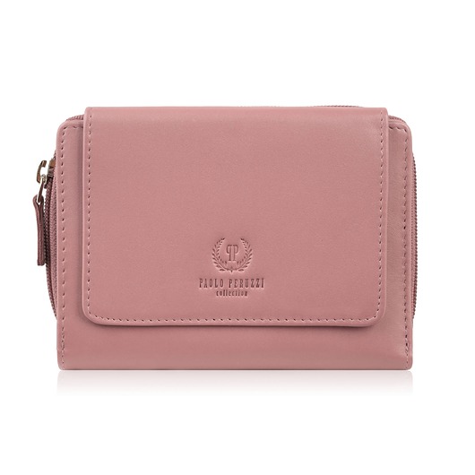 portfele damskie Portfel damski skórzany różowy duży w orientacji poziomej