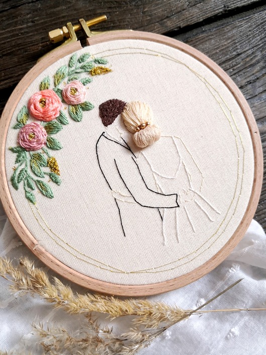 zaproszenia i kartki na ślub Haftowana pamiątka ślubna, personalizowany prezent na ślub