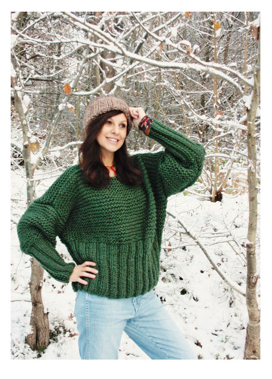 swetry damskie  Zielony sweter handmade moher z wełną