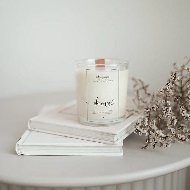 świeczniki i świece Świeca sojowa w szklance 180 ml - Obecność WIOSENNY DESZCZ