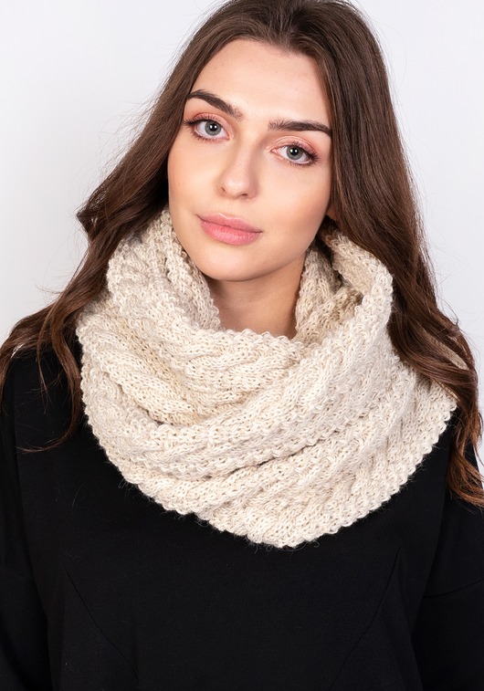 szale damskie Stylowy, warkoczowy komin - SZ003 beż