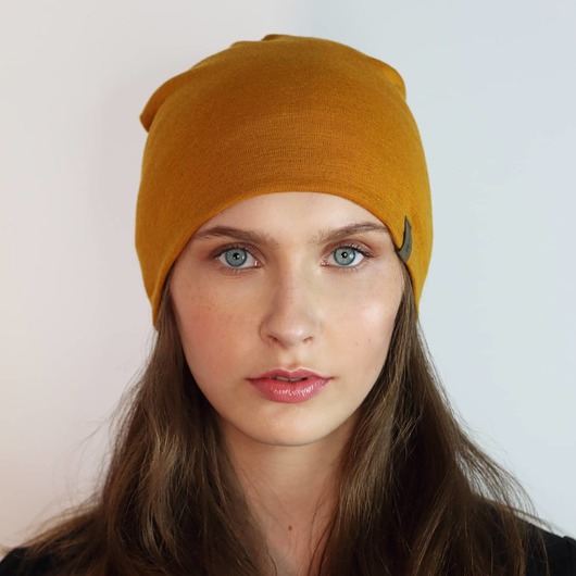 czapki damskie Ana Moroles, Czapka 100% merino, musztardowa