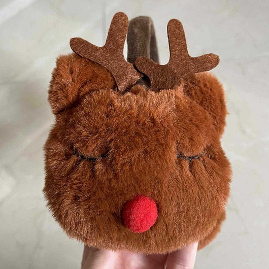 akcesoria dziecięce - różne Nauszniki zimowe futrzane Renifer brązowo-rudy