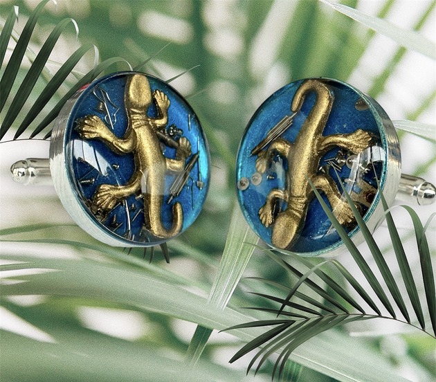 spinki do mankietów SPINKI - Jaszczur (blue) II