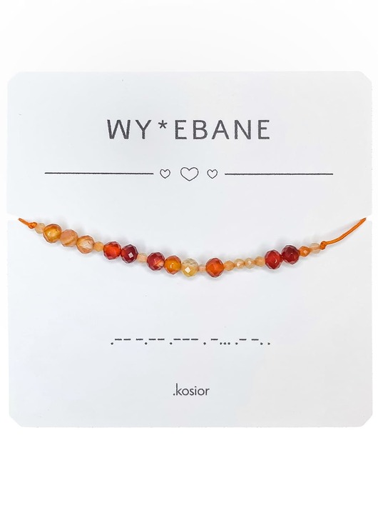 bransoletki na sznurku Bransoletka WYJEBANE - Awenturyn pomarańczowy - Morse