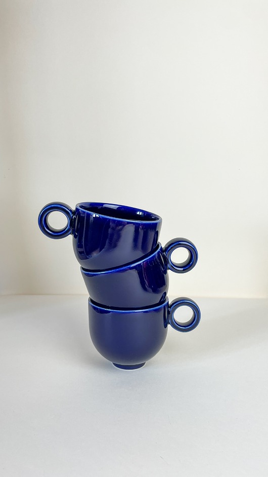 kubki i filiżanki Filiżanka, 220 ml  vintage retro [kobaltowa]