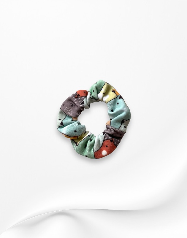gumki do włosów Scrunchie gumka frotka wąska koty kolorowe