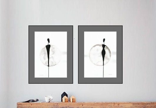 Zestaw 2 grafik A3 wykonanych ręcznie. Krystyna Siwek Art