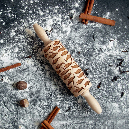 pingwinki- wałek grawerowany do ciastek, mały Rolling Pin Collection