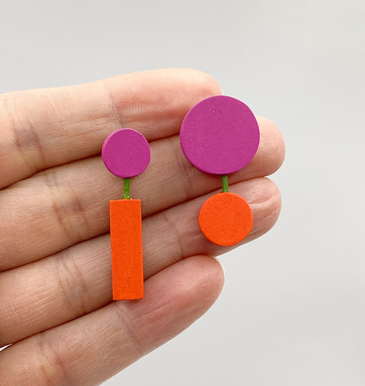 kolczyki drewniane Kolczyki z rzemieniem