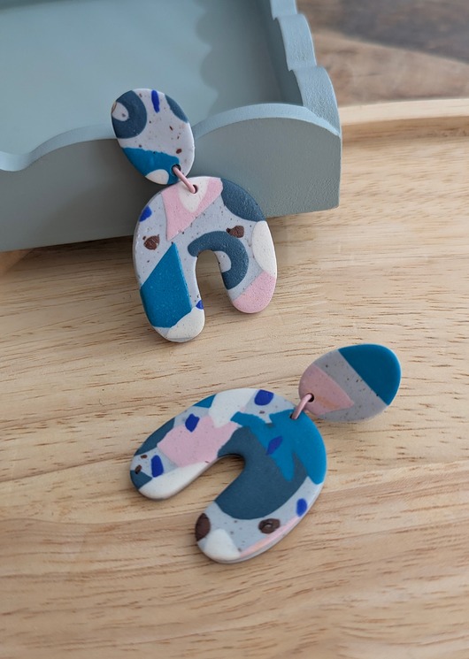 kolczyki z masy plastycznej Kolczyki wiszące łuki lastryko