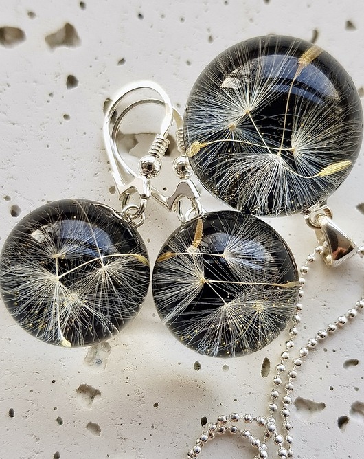 zestaw-dmuchawce w żywicy Grol Jewellery