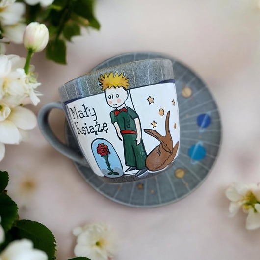 filiżanki Mały Książę filiżanka ze spodkiem. Ręcznie malowane.