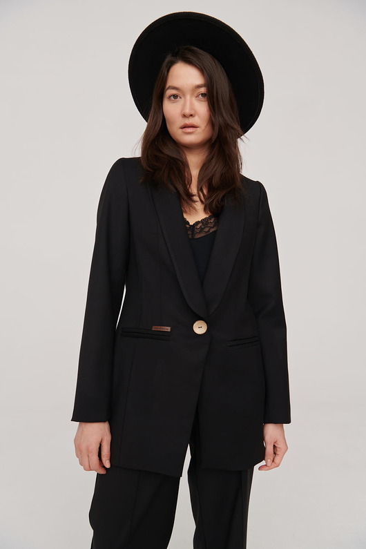 marynarki damskie Marynarka Damska Flamingo BS Czarny Prada