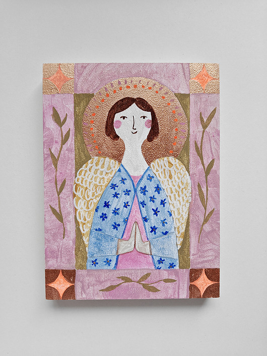 obrazy Prezent na komunie dla dziewczynki, Anioł malowany na desce