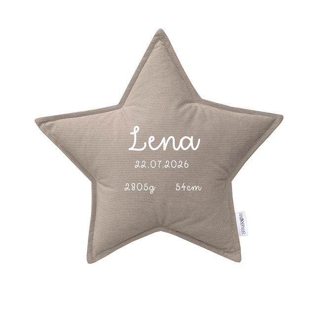 poduszki do pokoju dziecka Poduszka gwiazdka personalizowana metryczka imię dziecka BEŻ