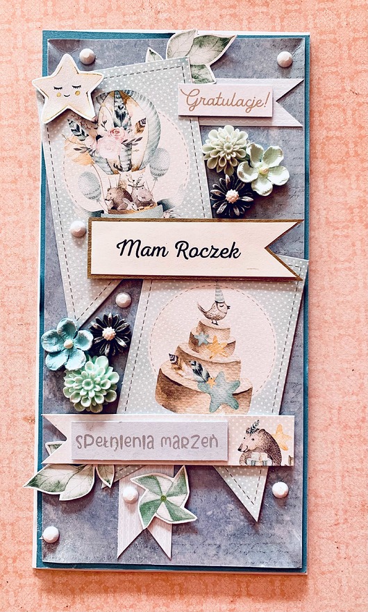 kartki scrapbooking Roczek Dziecka _ Kartka Handmade