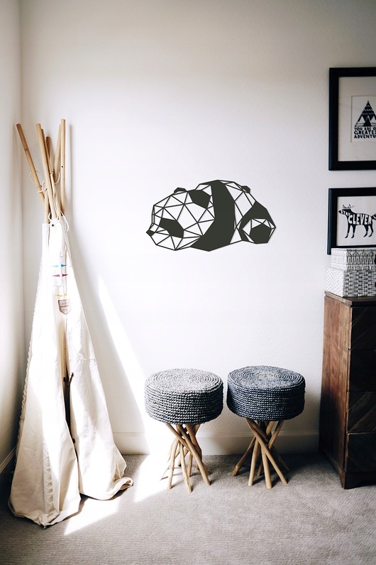 dekoracje - na ścianę TAPETA 3D GEOMETRYCZNA DREWNIANA ze sklejki PANDA