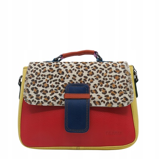 torby na ramię Torebka skórzana damska klasyczna rączka pasek ze skrawków OLIVKA