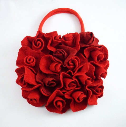 Mini Roses - Jedwabnofilcowa Torebka filcant