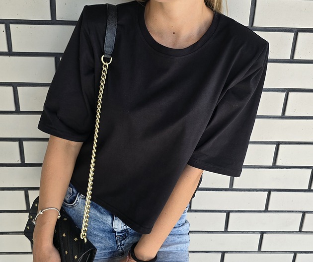 t-shirt damskie T-shirt poduszki czarny