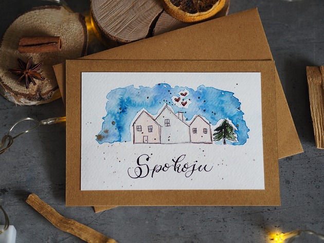 kartki świąteczne Kartka świąteczna handmade Spokoju