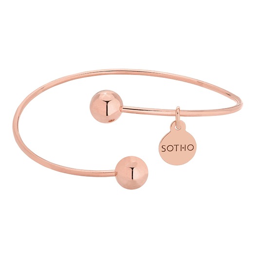 bransoletki złote Sztywna bransoletka z różowego złota z kuleczkami