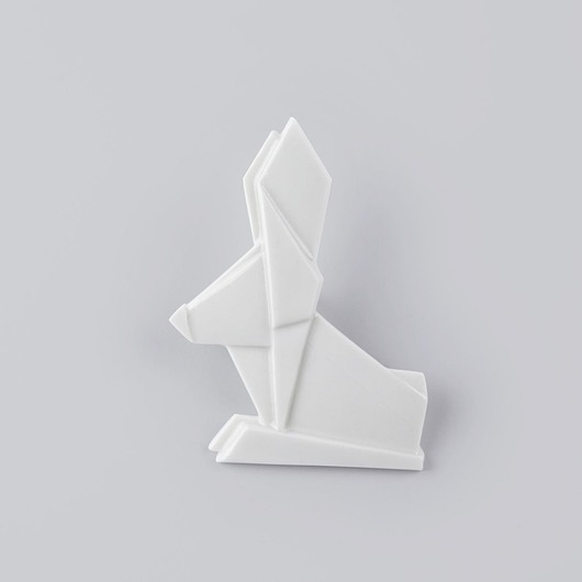 broszki Broszka Porcelanowa Origami Królik Biała