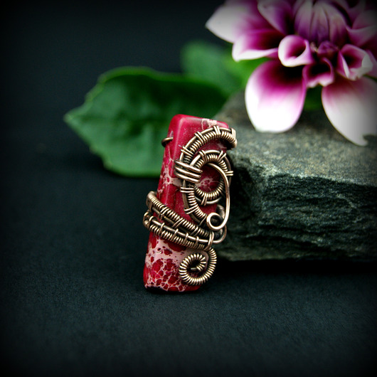 broszki Jaspis cesarski broszka wire wrapping