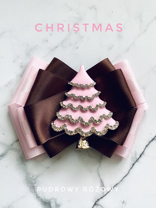 broszki Modowa Brosza z Choinką Pudrowy róż Mikołajki Święta