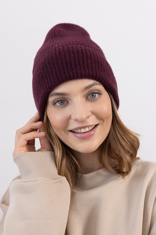 czapki damskie Czapka Gentle Cashmere Wino