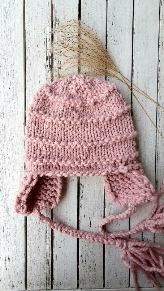 czapki dziecięce czapka HANDMADE pudrowy róż