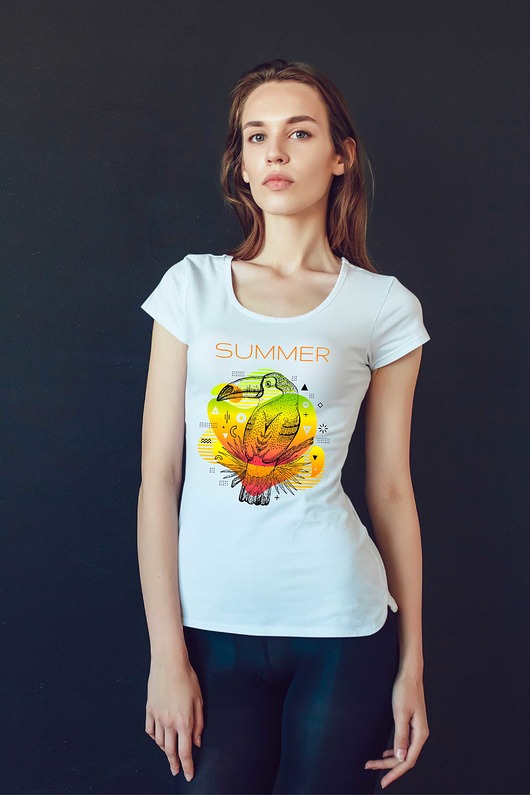 Koszulka organiczna z nadrukiem Summer bird ART ORGANIC