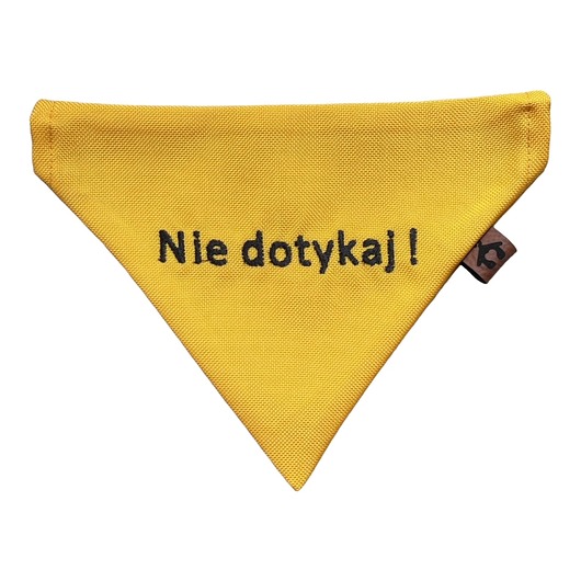 ubranka dla zwierząt Żółta bandana dla psa Nie dotykaj!
