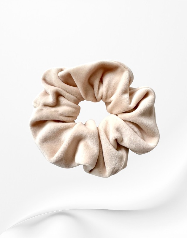 gumki do włosów Gumka frotka scrunchie welurowa beżowa