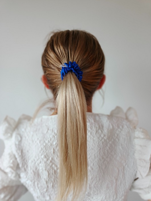 gumki do włosów Gumka jedwabna, scrunchie, frotka royal blue MINI