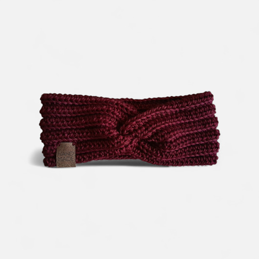 opaski do włosów Bordowa opaska na głowę z wełną merino 