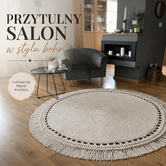 dywany Dywan Boho z frędzlami Ręcznie robiony dywan bawełniany 90cm
