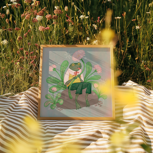 grafiki i ilustracje Stokrotkowa Żaba - autorki plakat, bajkowa ilustracja 21x21 cm