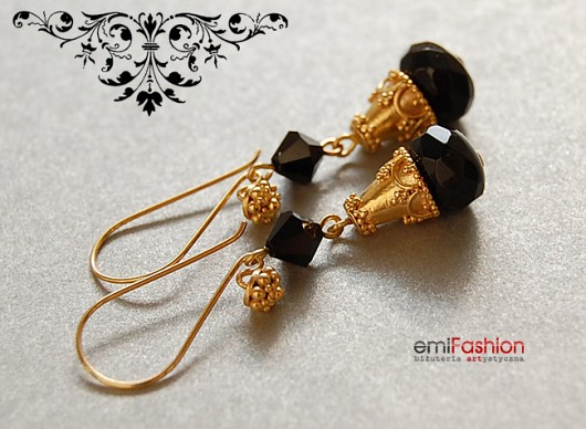 kryształ Swarovski i Onyks w złocie MAREMI Jewelry