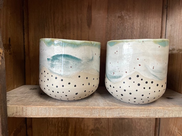 kubki Ceramiczna czarka Groszki