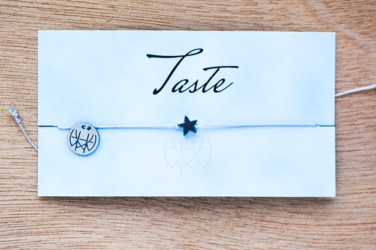 WHW Taste Dark Star On Light Grey String w hand works